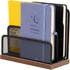 Wooden Desk Mail Organizer, Desktop File Organizer Metal Mesh with 3 Vertical Upright Compartments, Mail Sorter Letter Organizer Rack for Letters, Postcards, Brochures, Mail Holder (2 Pack Black) by ASIFMTHOT