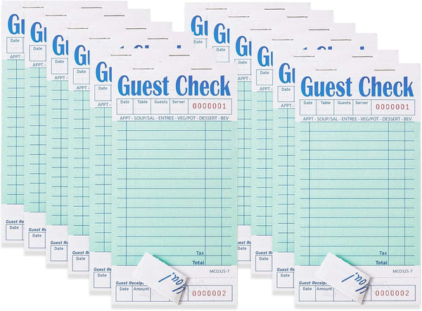 ZPARIK 12 Pack Green Guest Checks Books for Servers Server Note Pads,