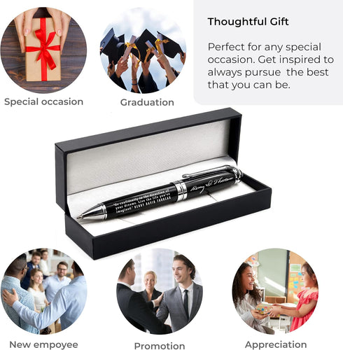 Henry David Thoreau Engraved Luxury Gift Pen with Motivational Quote - Graduation Executive Business Gift for Him Her