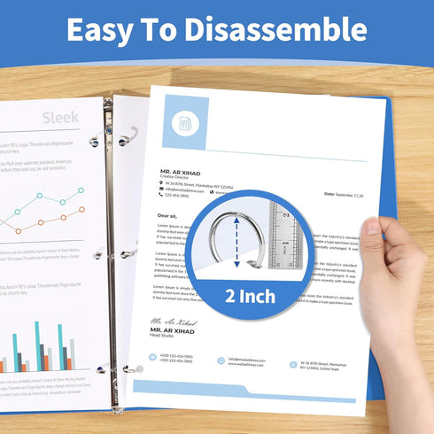 SUNEE 3 Ring Binder 2 Inch, Clear View Binder Three Ring PVC-Free, Fits 8.5x11 Inches for School or Office Supplies,