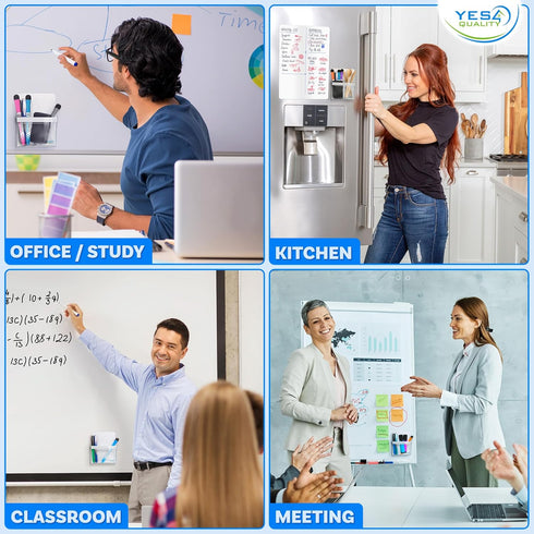 YES4QUALITY Magnetic Pen Holder for Refrigerator, Strong Magnetic Back, Dry Erase Marker Holder, Clear & White Pencil
