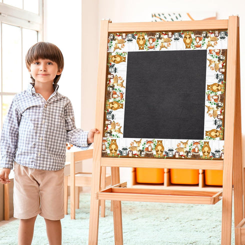 Whaline 32.8ft Woodland Creatures Bulletin Board Borders, Cute Jungle Theme Die-Cut Stripes for School Classroom