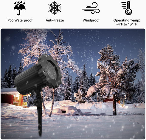 Christmas Snowflake Projector Lights with Outdoor Ground Stakes, IP65 Waterproof Decorative Snowfall LED Lighting Wall Mounted & Floor Mount Garden Patio Indoor Holiday Projector Lamp for Xmas by Matekxy