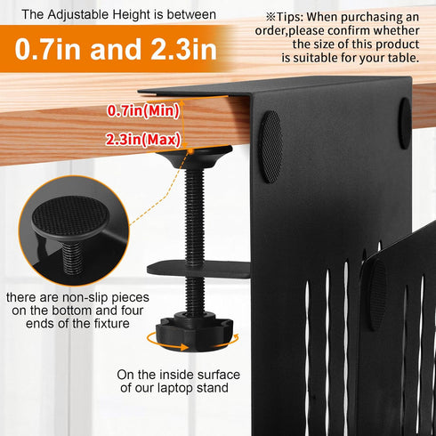 LUKETURE Desk Side Storage - Under Desk Laptop Holder, 2 Tier Steel Hanging Storage, No Drill Organizer, Black