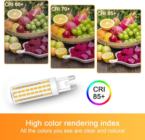 Dimmable G9 Bulb 3000K T4 G9 6W 60 120V 600 G9 Bulbs (3 Pack) LED Warm White, Replacement for Watts Halogen, Ceramic Bi