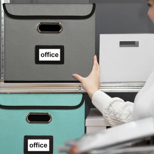 Huolewa Upgraded Portable File Organizer Box with Lid, Stylish Filing Box for Hanging File Folders, Office Storage