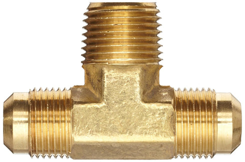 Anderson Metals-04045-0404 Brass Tube Fitting, Tee, 1/4" Flare x 1/4" Flare x 1/4" Male Pipe