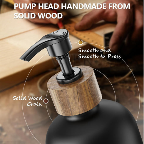 Set 2 Pack 16.9oz Set Cisily Kitchen Dish Soap Dispenser with Black Glass Bottle and Sponge Holder, Dish Soap