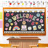 Back to School Bulletin Board Kit 110Pcs Boho Groovy Paper Cutouts with Glue Points for Classroom Party