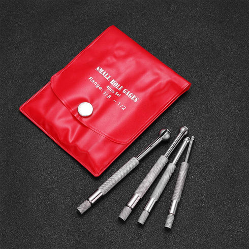 4pcs Small Hole Gauge Set, Telescoping Full Round Spherical Shaped Hardened Bore Gauge