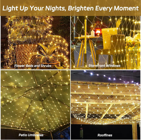 10x10 8 3 Sets, 3010 270 Net Lights Outdoor FT, Modes Connectable Mesh Lights with Plug- Connect FT Coverage, LED