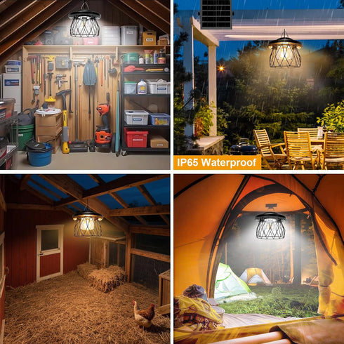 16.5ft Dimmable AEQ Solar Shed Light Outdoor Work Day/Night, Gazebo Lights Solar Hanging Lights for Porch Barn Chicken
