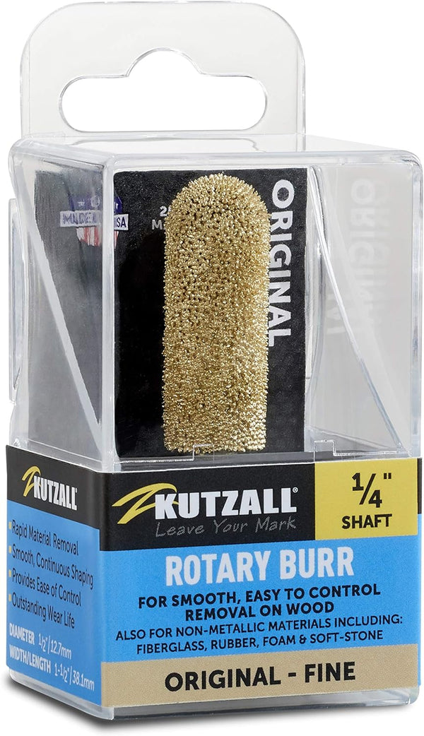 Kutzall Original Ball Nose Rotary Burr, 1/4" Shaft, Fine Wood Carving Bit for Bosch, DeWalt, Milwaukee