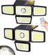 4 Heads Sensor Lamp Solar, Motion Sensor Outdoor Lights 3000LM, 283 LED,6500