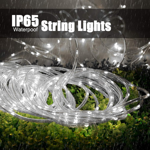 2-Pack 39FT 100LED IP65 8 Brightown Solar Rope Lights, Solar Outdoor Lights Waterproof Solar Powered Fairy Lights
