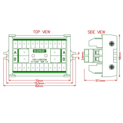 OONO 30A/300V Screw Mount 2x12 Position Terminal Block Distribution Module.