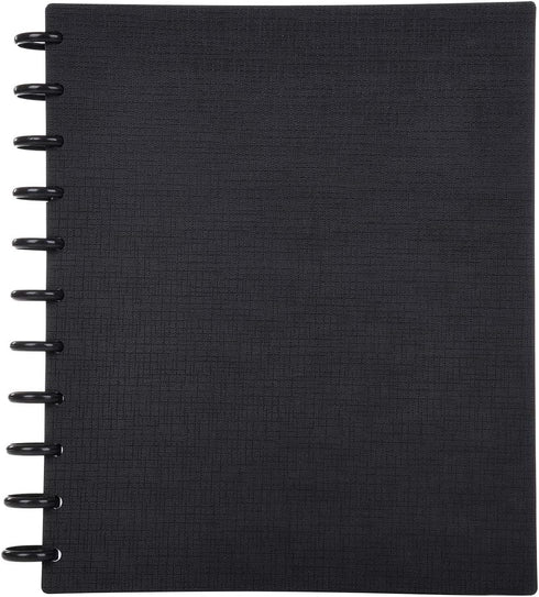 Talia Discbound Notebooks, Customizable Planner, Black with Black Discs, Letter Size (8.5in x 11in)
