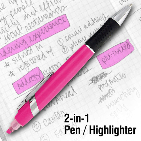 SyPen Highlighter with Ballpoint Pen Combo, 10 Pack in Bright Colors