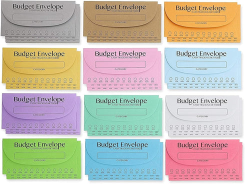 Juvale 96 Pack Bulk Budget Envelopes for Cash System, 12 Colors, Money Saving Challenge, 6.5 x 3 In