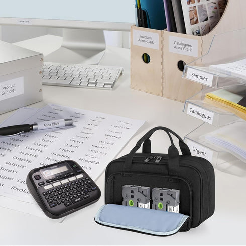 CURMIO Carrying Case for Brother P-Touch PT-D220/PT-D210 Label Maker, Portable Storage Organizer Bag for Label Printer