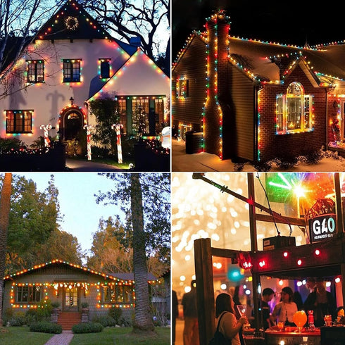 2 Pack 7Ft 15 Bulbs, Vigdur Solar String Lights Outdoor, Globe Multicolor String Lights with Plastic Shatterproof LED