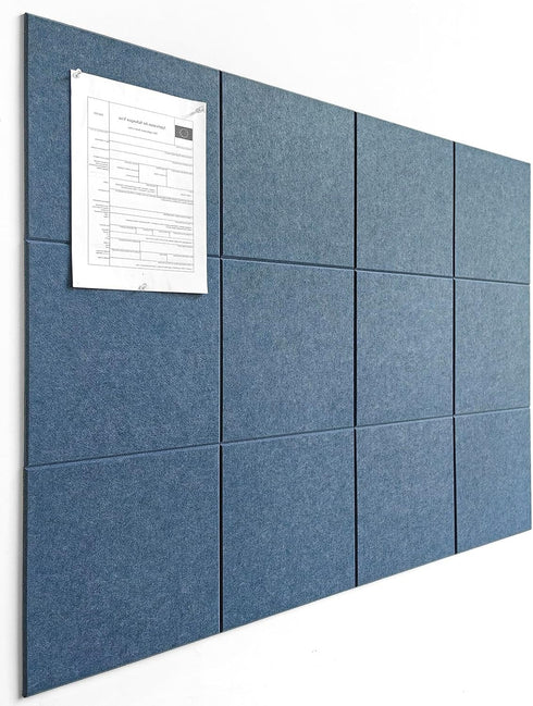 Large Cork Board Alternative - 12 Pack Felt Wall Tiles, 47"x35", Ocean Blue