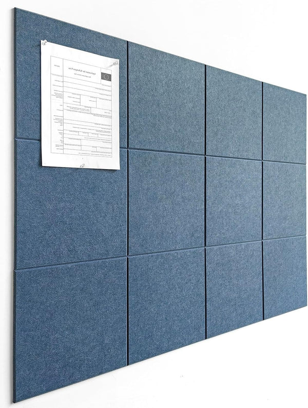Large Cork Board Alternative - 12 Pack Felt Wall Tiles, 47"x35", Ocean Blue