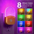 2 Pack, 8 Briignite Night Lights Plug into Wall, Color Changing Night Light Room Decor, RGB LED Nightlight witih Dusk