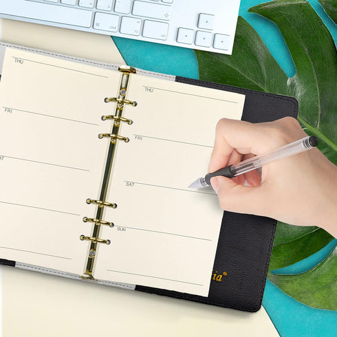 Spiral Notebook Refill Weekly Planner Refill, Undated 6 Hole Insert Paper for Filofax, 45 sheets