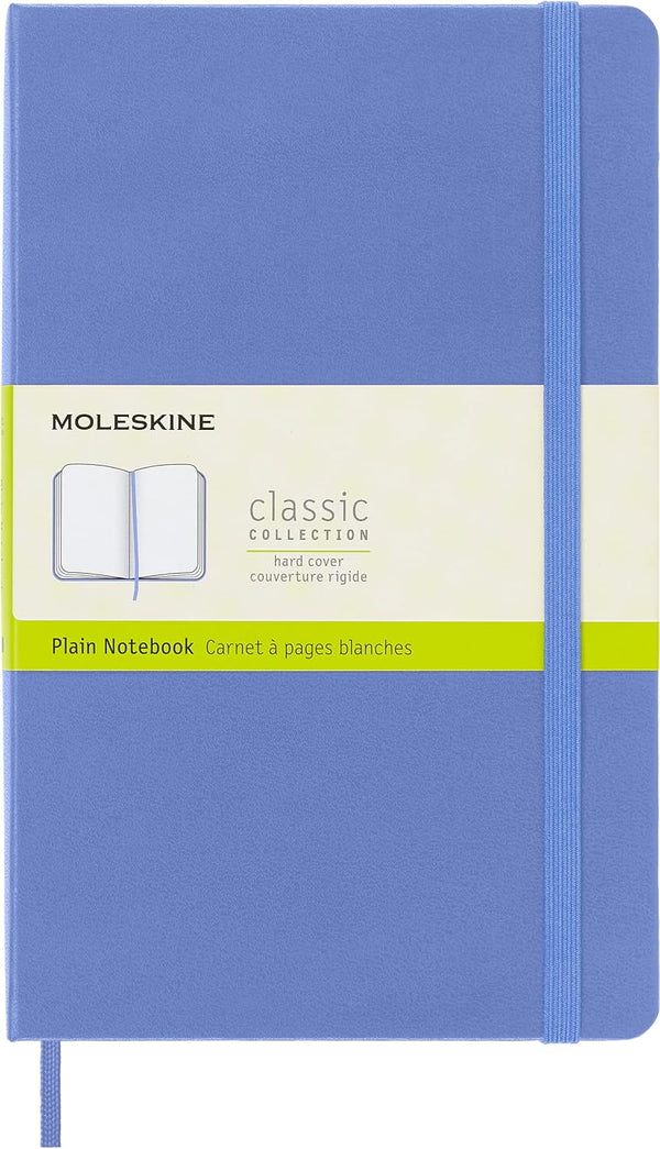 Moleskine Classic Notebook, Hard Cover, Large (5" x 8.25"), Plain/Blank, Hydrangea Blue, 240 Pages