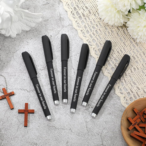 Roowest Memorial Ballpoint Pens, 15 Pcs Funeral Guest Pens for Mourning, Condolence Guest Book Writing Supplies