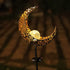 Garden Solar Light Outdoor Decorative - Moon Crackle Glass Globe Stake Metal Lights, Waterproof Warm White LED