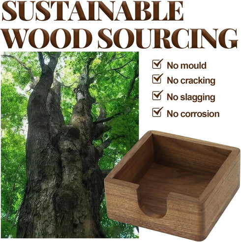 Buqoo North American Black Walnut Wood Sticky Note Pad Holder for Desk, Memo Holder Paper Dispenser, Desktop