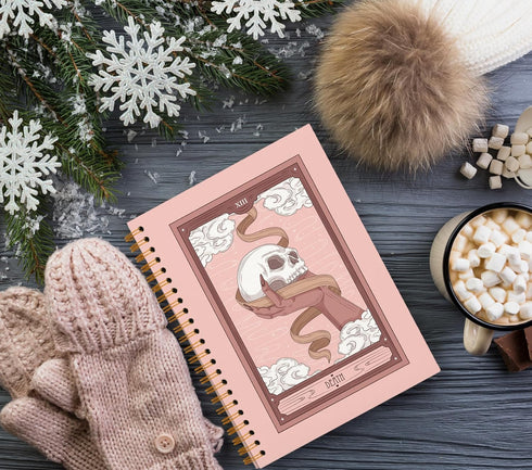 QUICQOD Skeleton Pink Gothic Notebooks, Goth Journal Notebook for Women, Hardcover Spiral Notebook 5.5x8.3