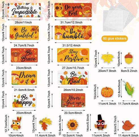 Whaline 37Pcs Fall Thanksgiving Motivational Bulletin Board Decor Autumn Inspirational Rules Poster Set