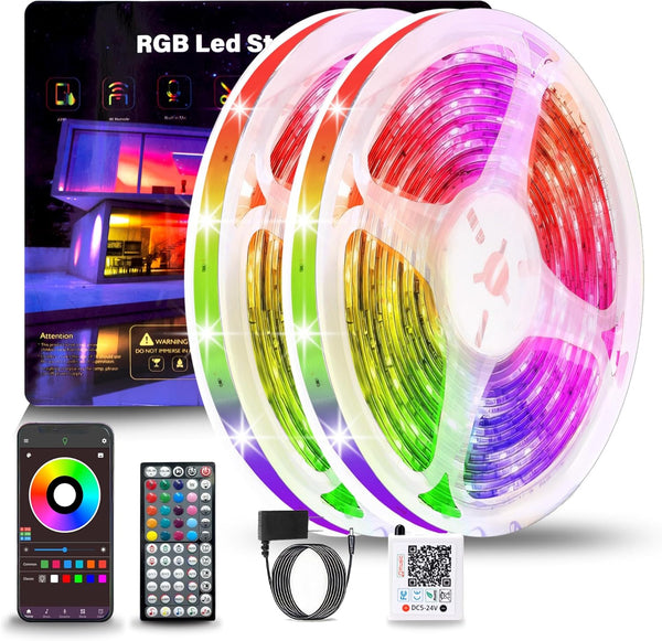 NBBUFF Led Lights for Bedroom 132ft (2 Rolls of 65.6ft), Color Changing RGB