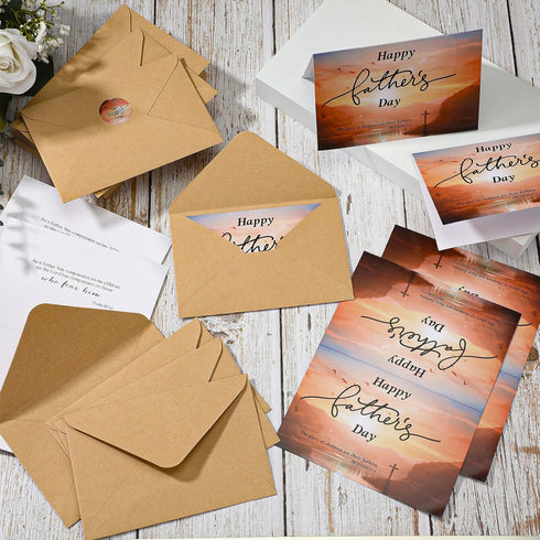 50 Sets Spakon Father's Day Cards with Envelopes Christian Religious Cards Religious Notes Thank You Notes