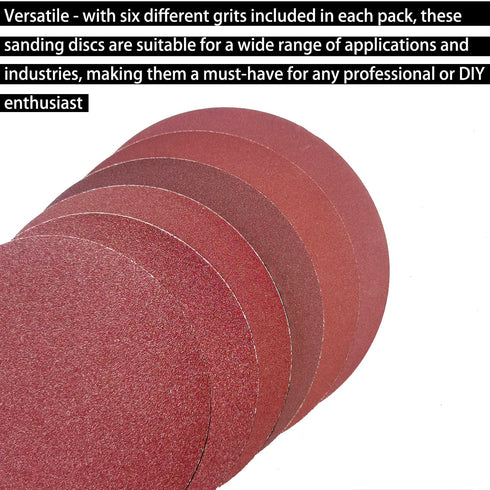 Premium 60 PCS 6" PSA Sanding Discs, 10 Each of 80 100 120 180 240 400 Grit for DA Sander