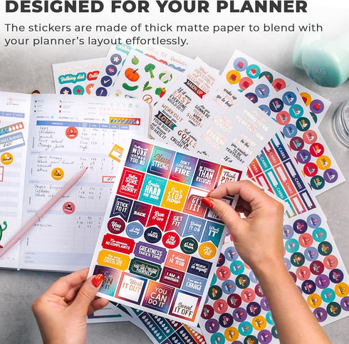 Clever Fox Planner Fitness Sticker Set, 16 Sheets of 841+ Unique Stickers for Monthly, Weekly & Daily Planning