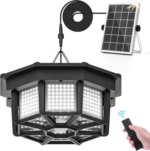 Solar Shed Light Indoor Outdoor 1200LM Solar Powered Pendant Daywork Light 288LED