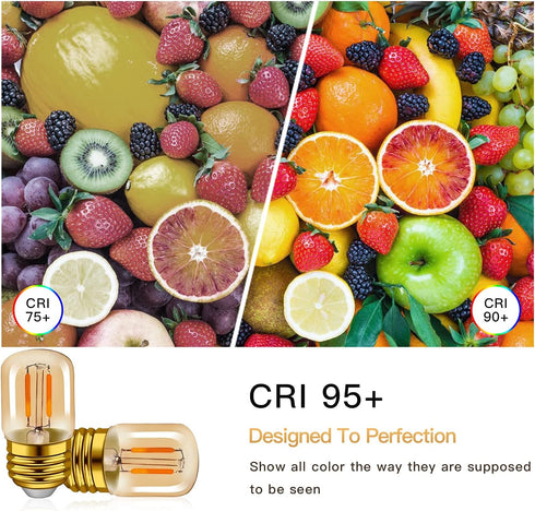 E26 LED Amber Night Light Bulbs 1W, T28 Mini Edison Tube Lamp, 2200K Warm, 10W Incandescent Equivalent