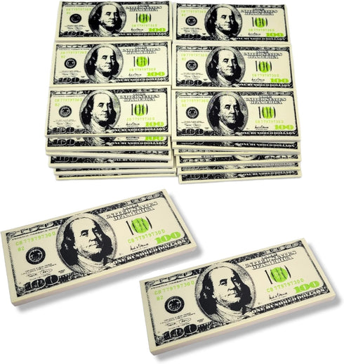Realistic Looking $100 Bill Erasers (36 Pack), Almost 3" x 1.25" Rubber for School Student Incentive