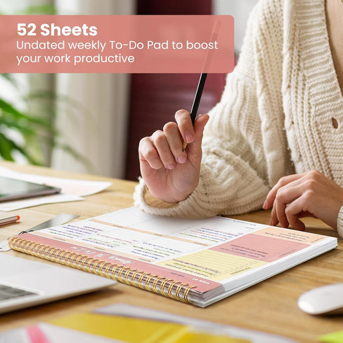 Weekly To Do List Notepad, 52 Undated Sheets (8.5"×11"), Undated Weekly Planner for Office Desk Accessories and Supplies