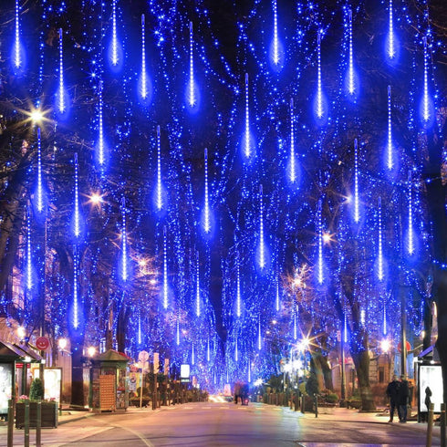 Aluan 10 Tubes 40cm/16inch Christmas Meteor Shower Lights, 360 LEDs Waterproof Hanging Lights for Holiday Garden Decor,