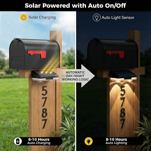 Mailbox 2 Pack, 3000/4500/6000K Flupuro Solar Lights Outdoor Waterproof House Number Light, Dusk to Dawn Address LED