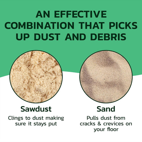 (8.4 lbs) Gritty Green Sweeping Compound with Sand Effective Dust Control on Cement & Unfinished Floors, Grit and Sand