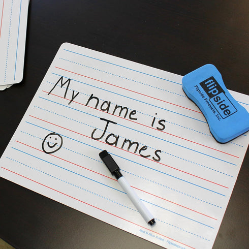Flipside Products 9" x 12" Two-Sided Magnetic Red & Blue Dry Erase Learning Mat, 12 Pack
