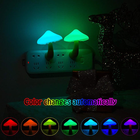 Mudder 2 Pack Mushroom Night Light Plug in Wall Lamp, Cute Mini LED Nightlight for Nursery Decor Gift