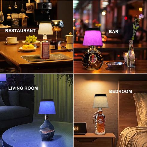 Dimmable(RGB 1pc) Wireless Bottle Lamp,Small Bedside Table Lamp,RGB LED Bottle Light with Remote White Black