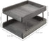 MyGift 2-Tier Rustic Gray Wood Paper File Organizer, In and Out Tray for Office Desktop Document Holder Rack